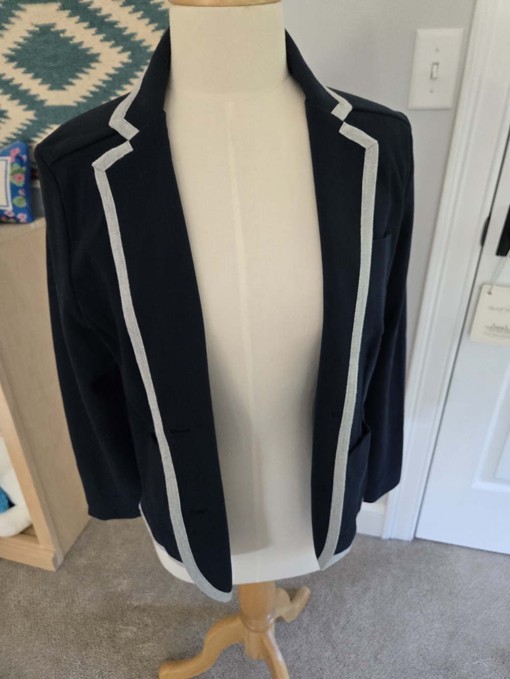 Lands' End Navy Open-Front Blazer Coat Jacket Women's Size 8